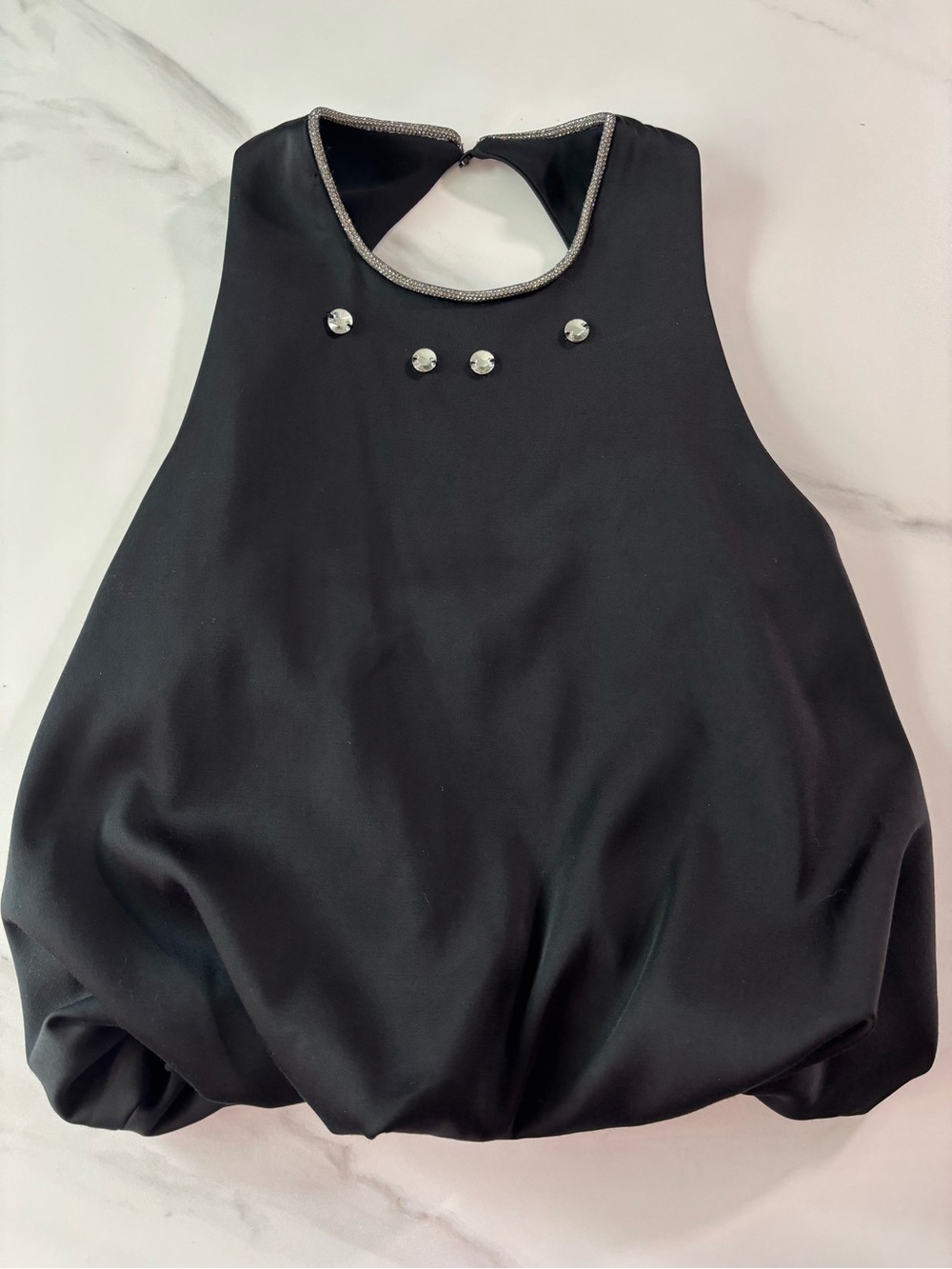 Zara Black Sleeveless Jewel-Neck Camisole with Rhinestone Trim Sz S